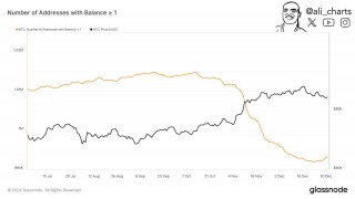 数据：近两月持有超1枚BTC地址减18,530个