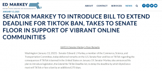 美国议员呼吁推迟TikTok禁令生效