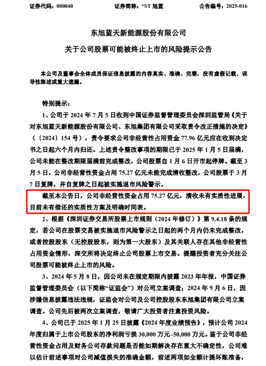 *ST旭蓝或因多类问题面临退市-第1张图片-欧意下载