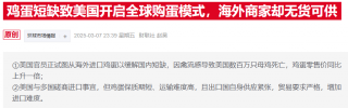 美国鸡蛋短缺求助意大利但希望渺茫